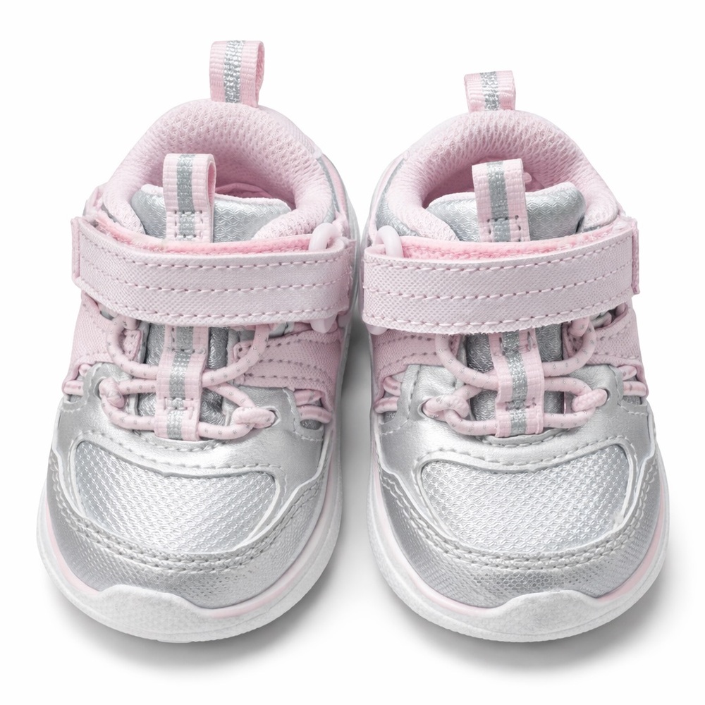 Athletic Works | Baby Sneakers | Pink Silver | Hook & Loop | Size 2